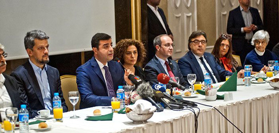 HDP co-chairman Salahettin Demirtas during a meeting which included representatives of Armenian community in Istanbul