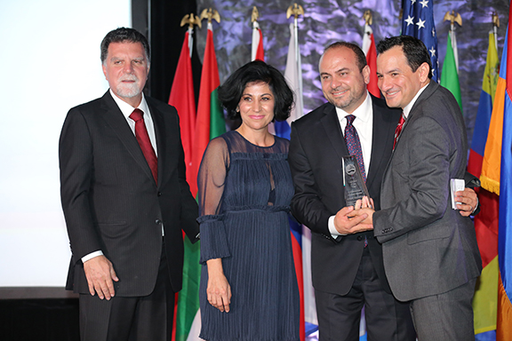 ANCA-WR Board Member Anahid Oshagan, Esq., ANCA-WR Advisory Board Member Michael Mahdesian and California Assembly Speaker Anthony Rendon presenting ANCA-WR Legislator of the Year Award to California Assemblymember Adrin Nazarian