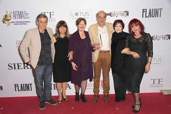 From left, Ashot Adamian, Actor, Maral Kazazian, Yana Drouz, Actor, David Safarian, recipient of Best Director, Sonia Keshishian and Sylvia Minassian