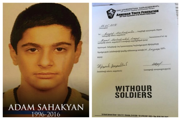 Adam Sahakyan, fallen soldier