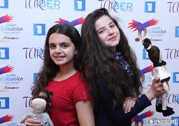 Anahit Adamyan (left) and Mary Vardanyan represented Armenia in the 2016 Junior Eurovision Song Contest (Source: ArmRadio)