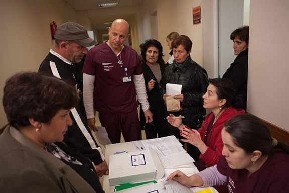 Patients are directed to primary care physicians and specialists. Afterwards they received medicines donated by the mission to treat various chronic conditions -- all free of charge. (Photo: Areg Balayan)