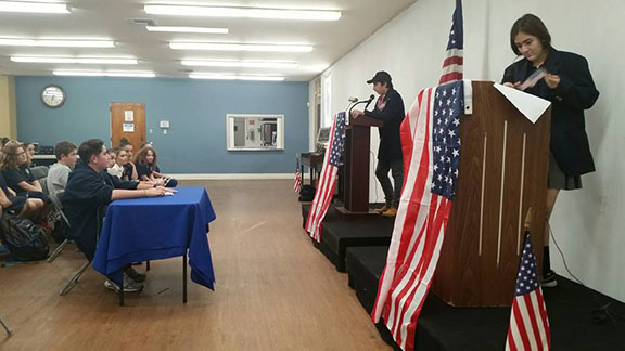 Mesrobian High School students participate in a Mock Presidential Debate assembly