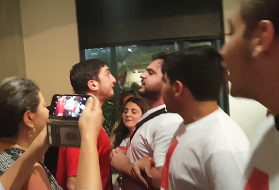 Audience member yelling hate speech at protester (Photo: Screenshot/AYF Facebook Video)