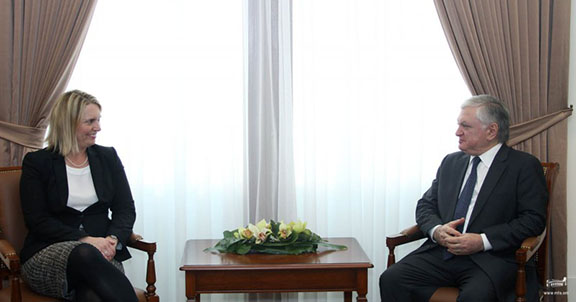 Bridget Brink, U.S. Deputy Assistant Secretary of State for European and Eurasian Affairs meets with Armenian Foreign Minister Edward Nalbandian (Photo: mfa.am)