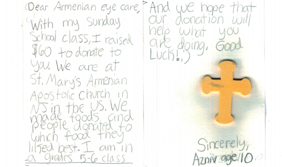 Azniv’s donation letter  