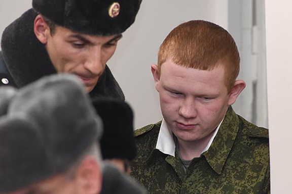 Russian conscript Permyakov during trial earlier in 2016. (Source: Photolure) 
