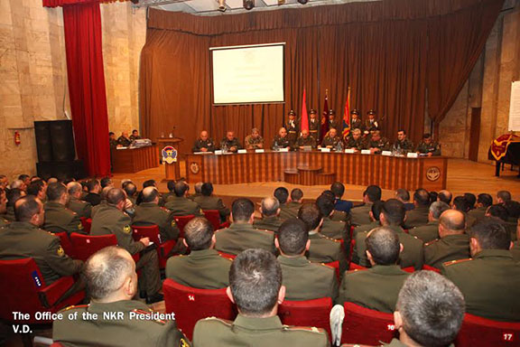 President Sahakian meets with Defense Army representatives in Stepanakert on Jan. 21 (Photo: president.nkr.am)