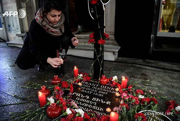 Commemorating the 10 year anniversary of Hrant Dink's murder on Jan. 19. 2017 (Photo: Ozan Kose/Agence France-Presse)