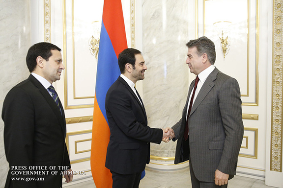 Armenian Prime Minister Karen Karapetyan (far right) meets with Iranian and Turkmenistan Ambassadors to Armenia Seyed Kazem Sajadi (center) and Muhammad Niaz Mashalov on Monday, Jan. 8, 2017 (Photo: gov.am)