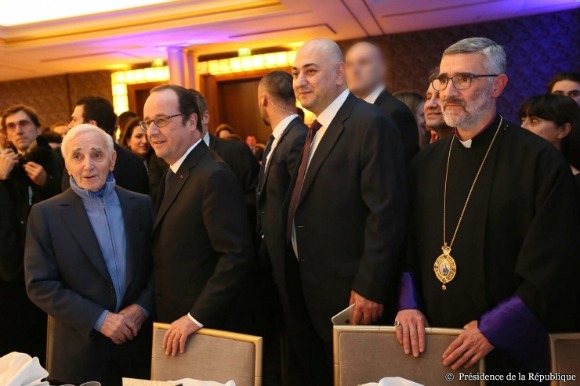 French President Francois Hollande attends annual dinner with French Armenians in Paris.