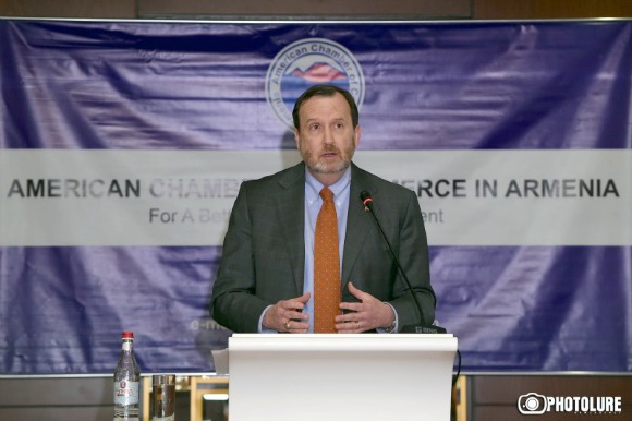 U.S. Ambassador to Armenia during speech to American Chamber of Commerce on Feb. 1, 2017 (Photo: Photolure)