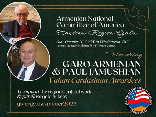 The ANCA Eastern Region is proud to honor Garo Armenian and Paul Jamushian with the Cardashian Award at the ANCA ER Gala, for their lifetime of service advancing the Armenian Cause.
